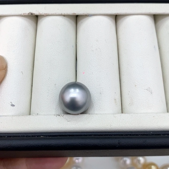 裸珠海水珍珠爱****月铂金灰单珠14华不退换