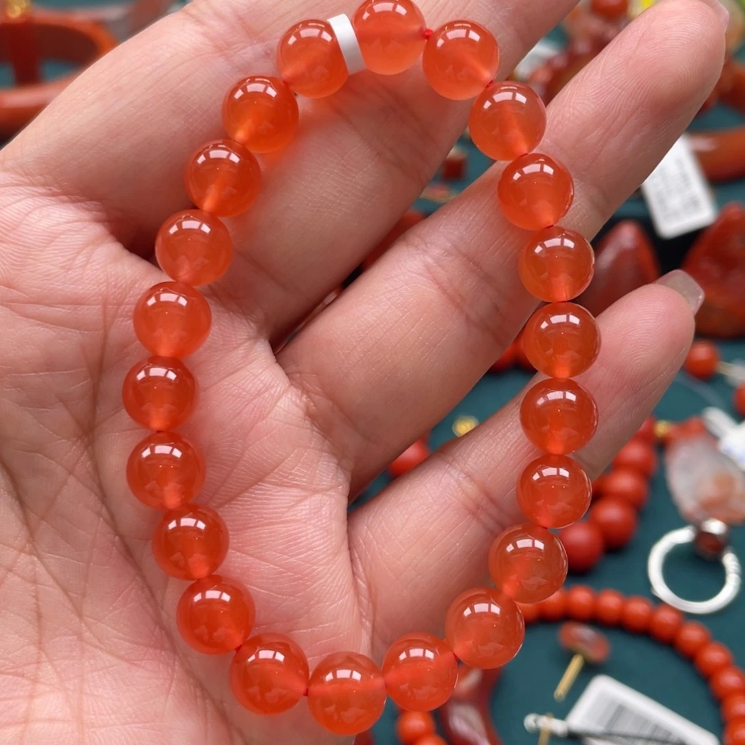 南红玛瑙保山南红冰红单圈8+mm未镶嵌