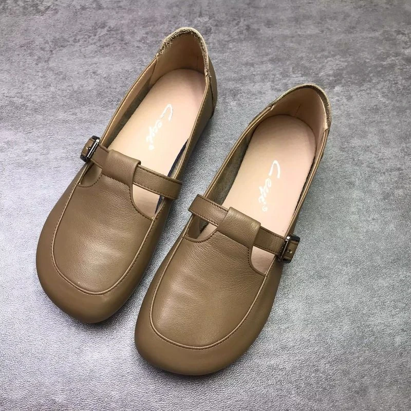 品牌撤柜清仓2025款真皮女单鞋牛皮牛筋底软底软皮舒适深口平底鞋