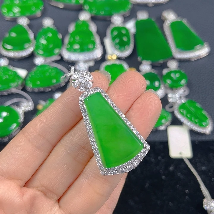 翡翠银S925镶嵌吊坠(不含链)