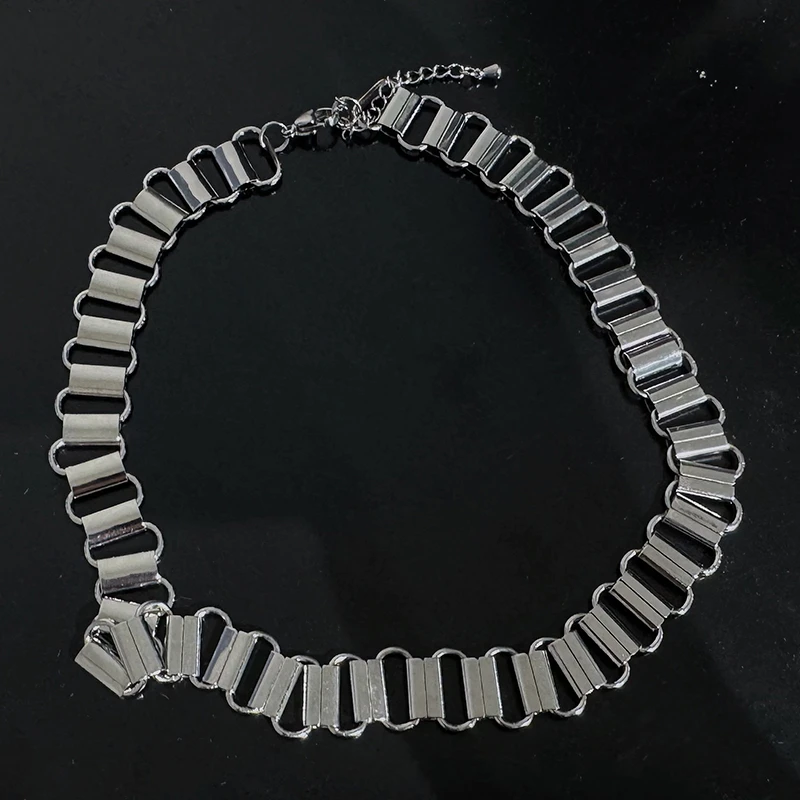 铜合金项链 Dan Dan 银色金属项链女