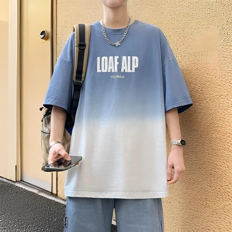 2025夏季新款撞色短袖T恤青少年休闲帅气学生上衣冰丝体恤 8169#