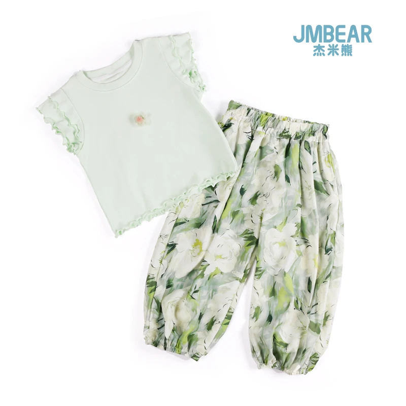 JMBEAR/杰米熊夏季新款女童套装3-12小宝宝衣服可爱女宝童装
