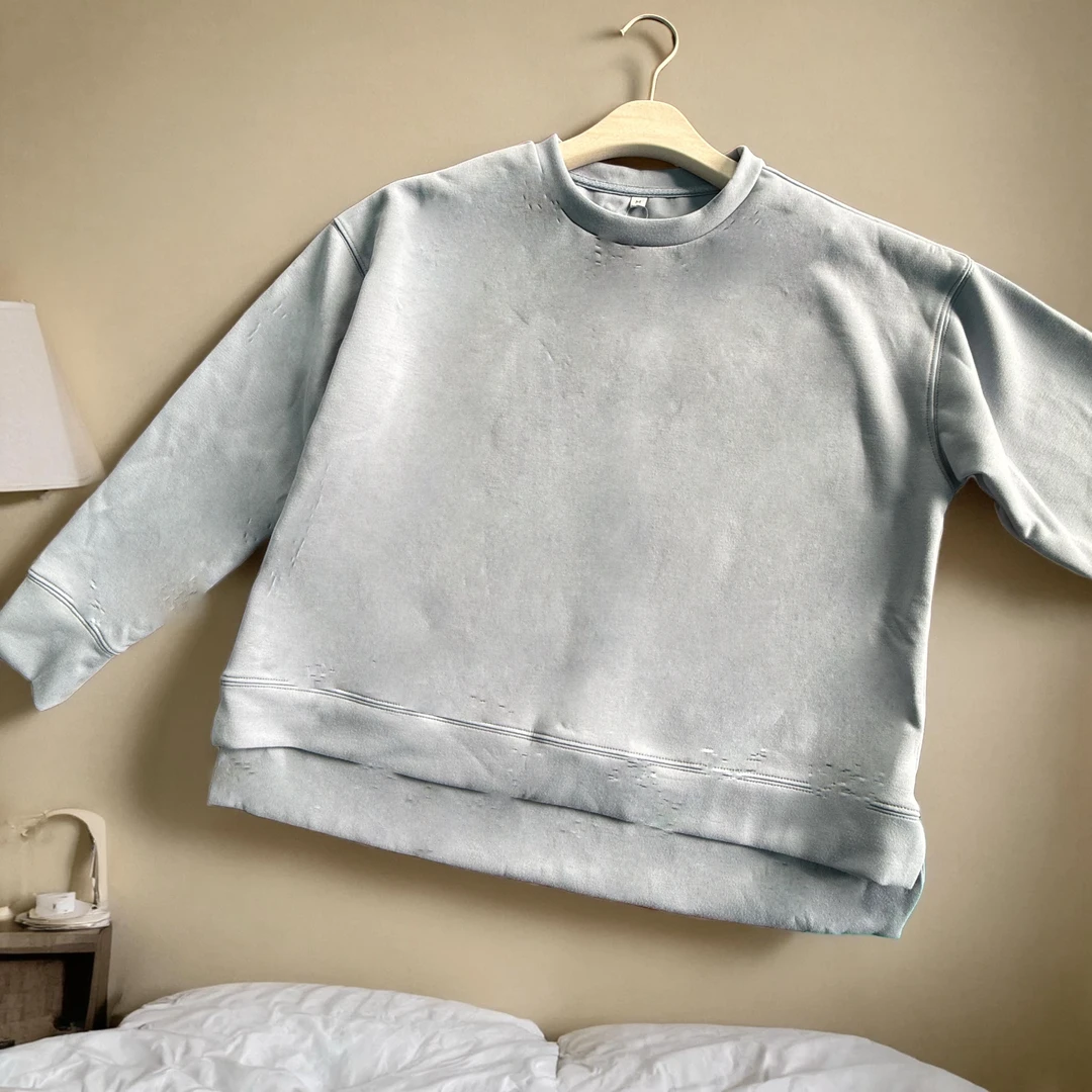 圆领纯色空气层极简风四季通用卫衣蓝色保暖时尚