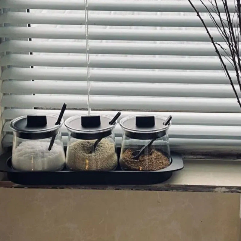 玻璃调料瓶撒料瓶胡椒粉烧烤味精盐罐厨房调味料盒套装透明透明