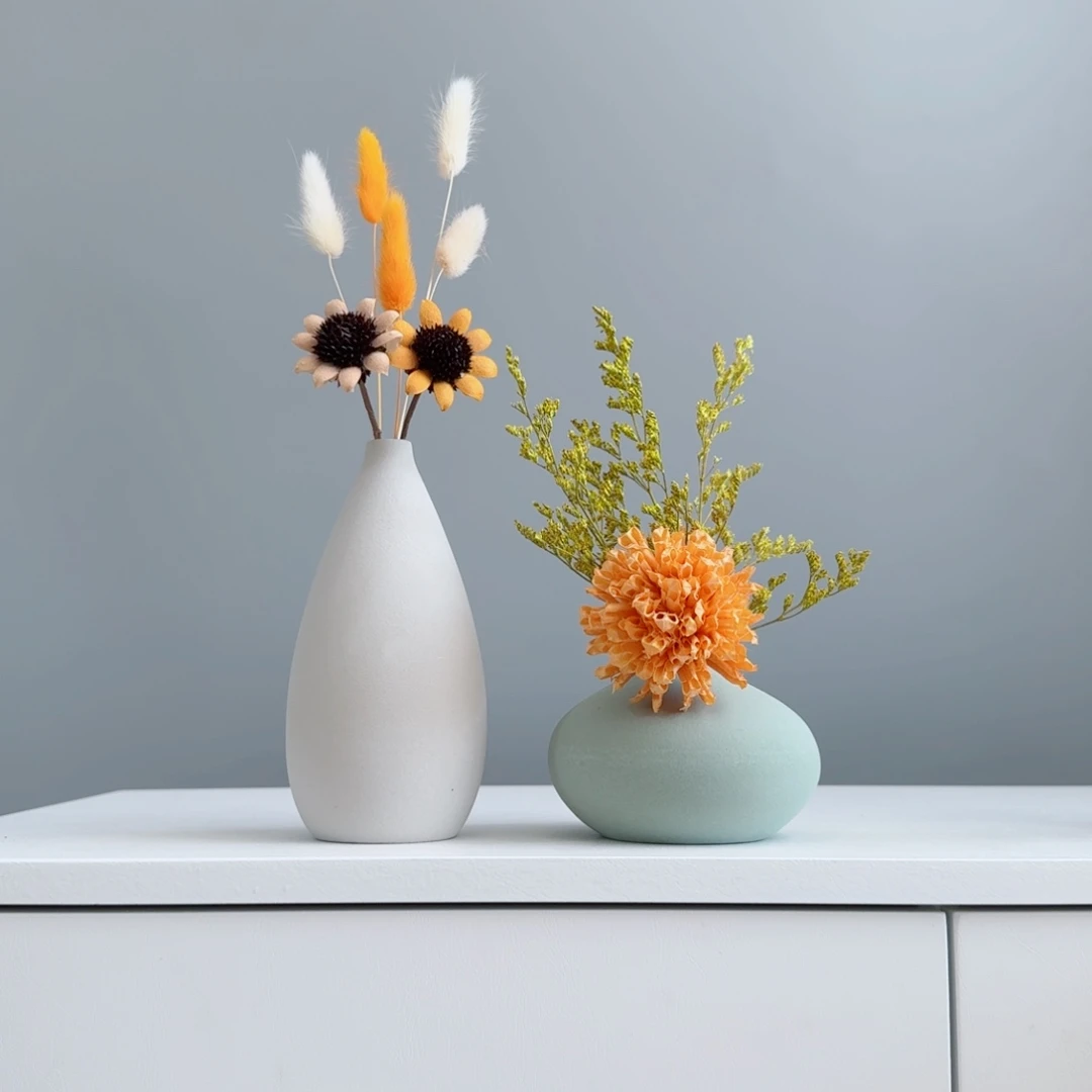 摆件陶瓷小花瓶摆件含花总高约20-30cm