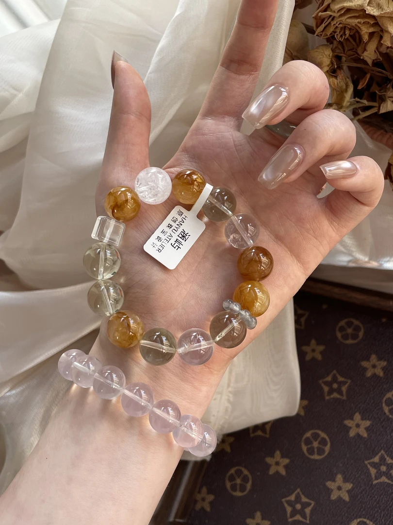 涵屿水晶【日进斗金】高透黄水晶黄姣花 土土金金