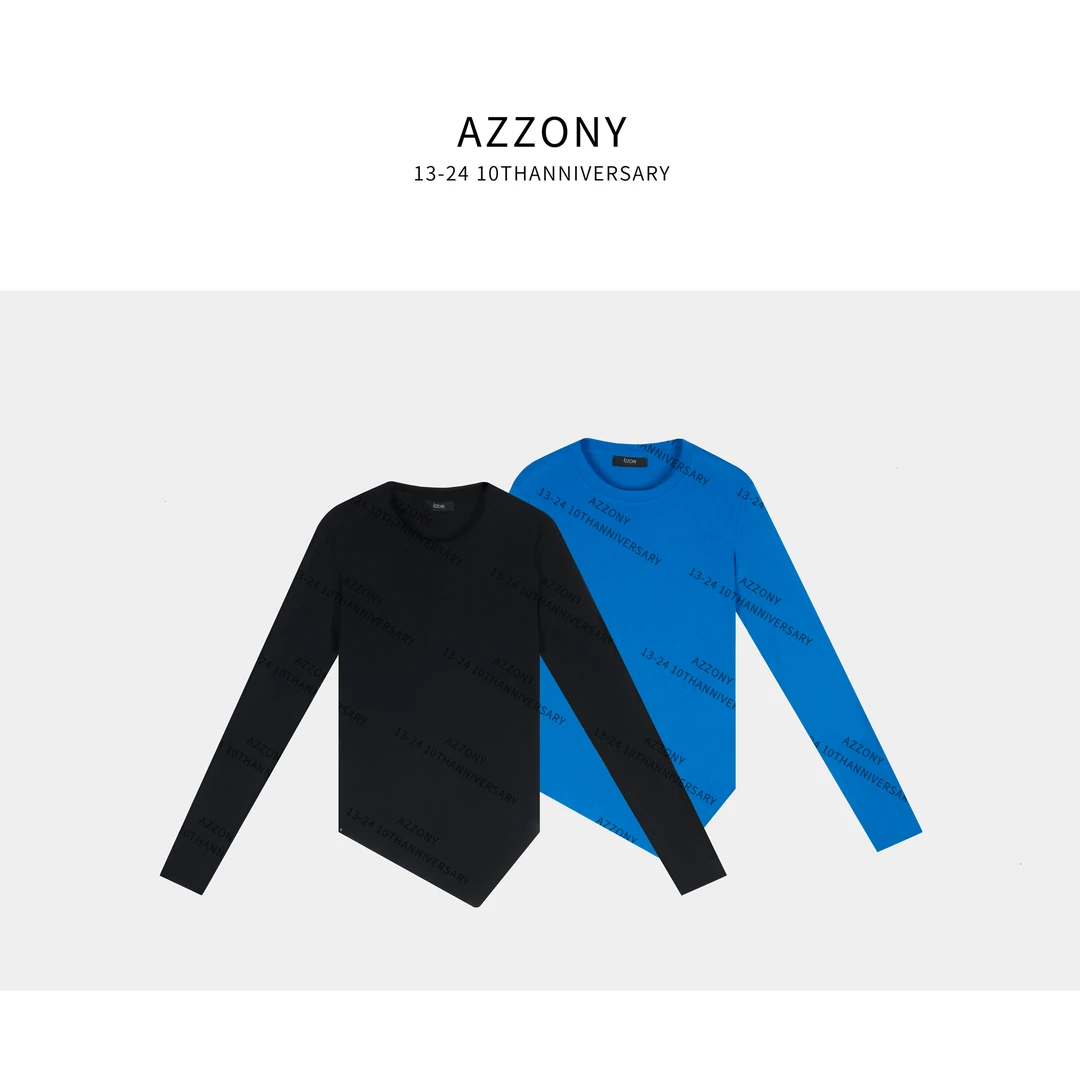 Q YYL 宝蓝色不规则下摆强捻棉tee   CTWJ249021