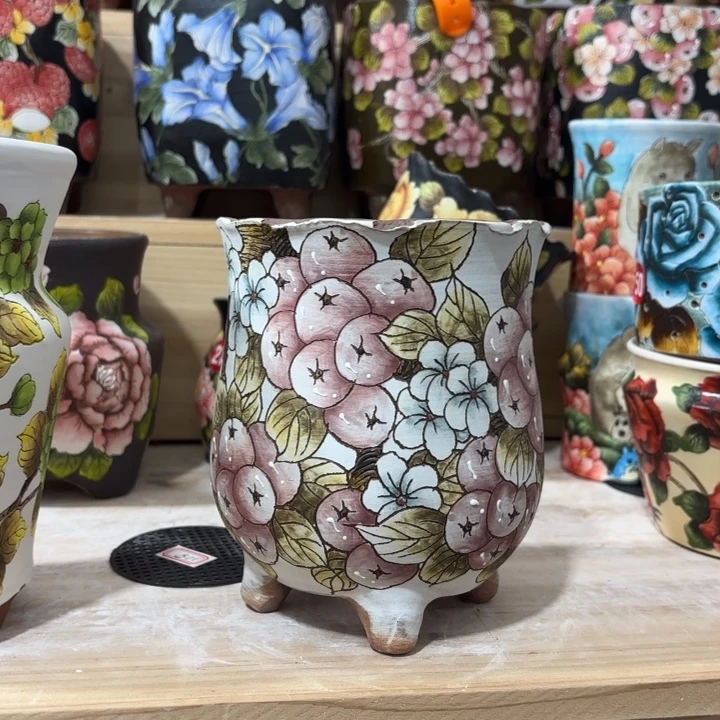 森***＊景德镇手绘花盆陶瓷微瑕
