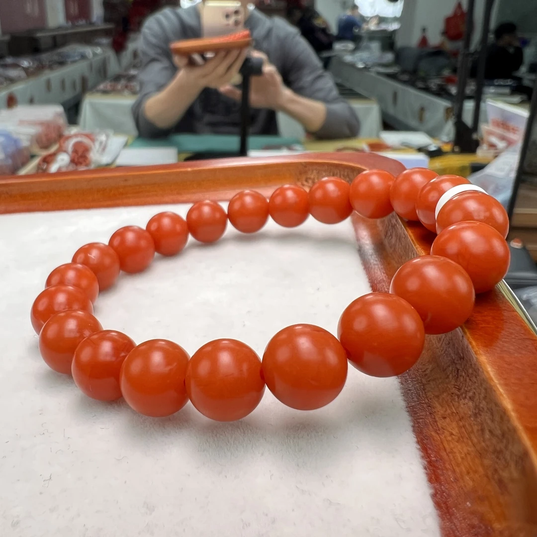 【小刘南红】保山南红哑光（云端）圆珠单圈  9mm    多样性发一