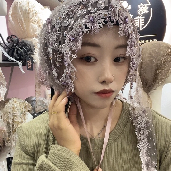 头层牛皮革香芋紫纱巾