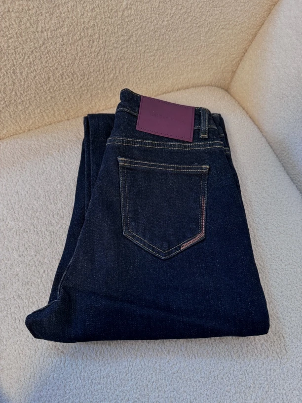 6665杨老板定制款紫牌加绒直筒牛仔裤