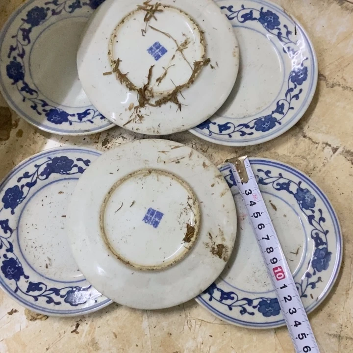 陶6个14厘米芙蓉花平盘