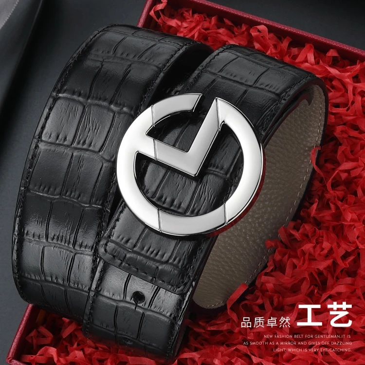 【618福利】金利来男士皮带腰带鳄鱼纹简约头层牛皮针扣款男裤带