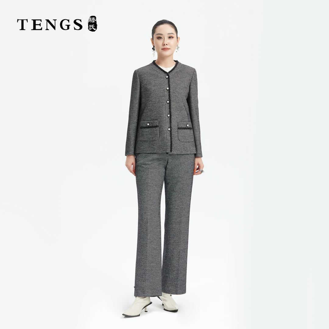 TENGS滕氏女装秋季新款优雅舒适显瘦通勤百搭直筒裤