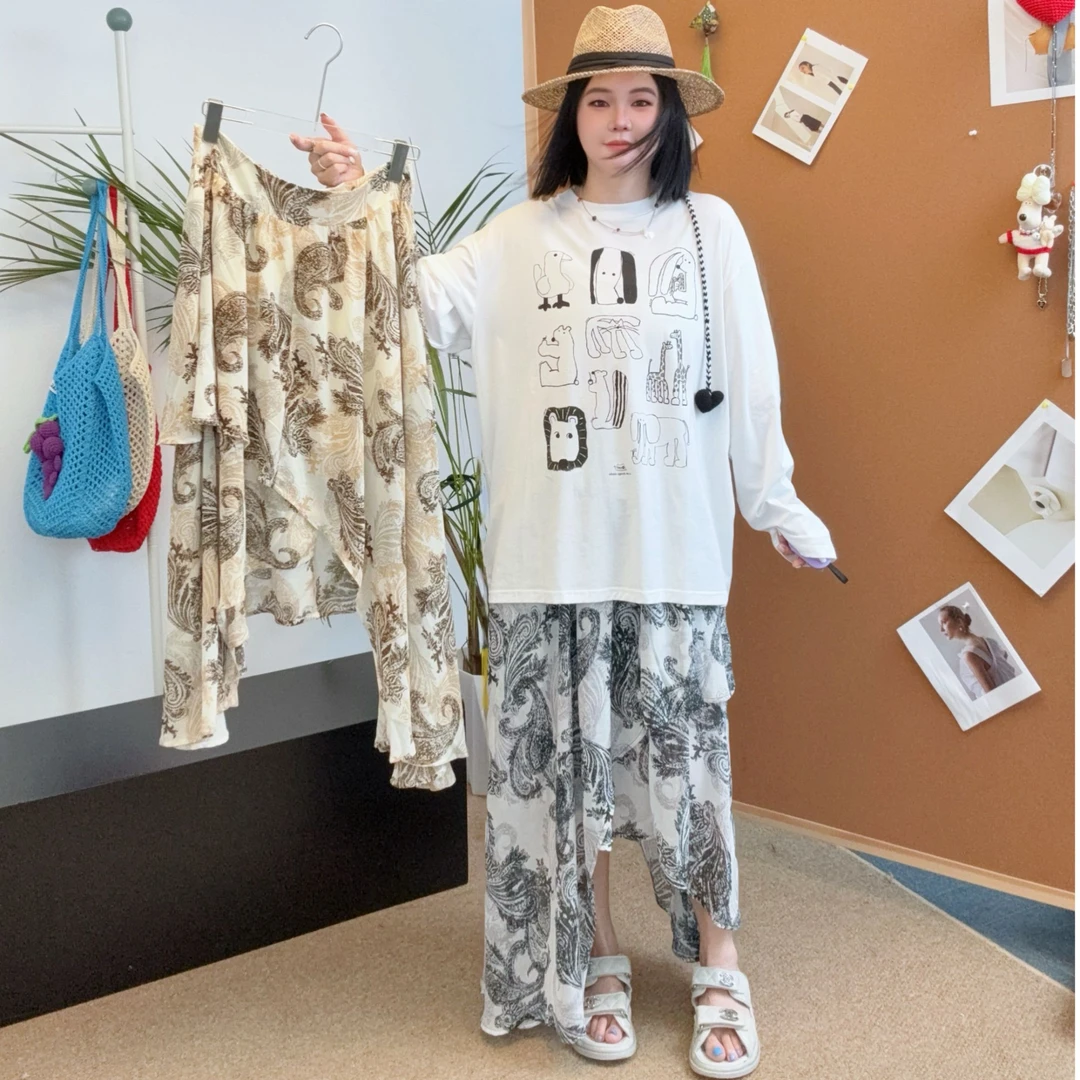 The enes boutique新波西米亚风羽毛腰果花半裙中长款不规则裙子