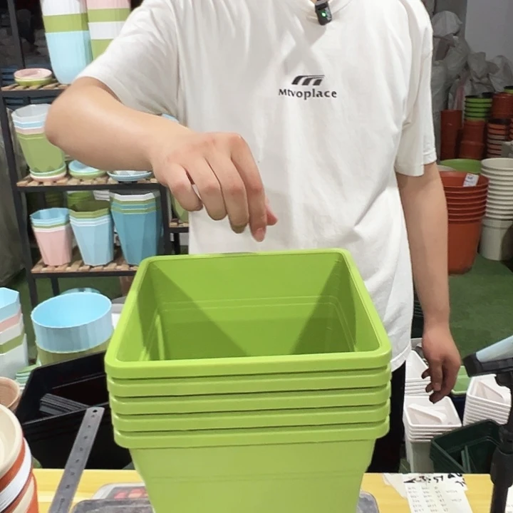 正品方形口20高22果绿无托5只