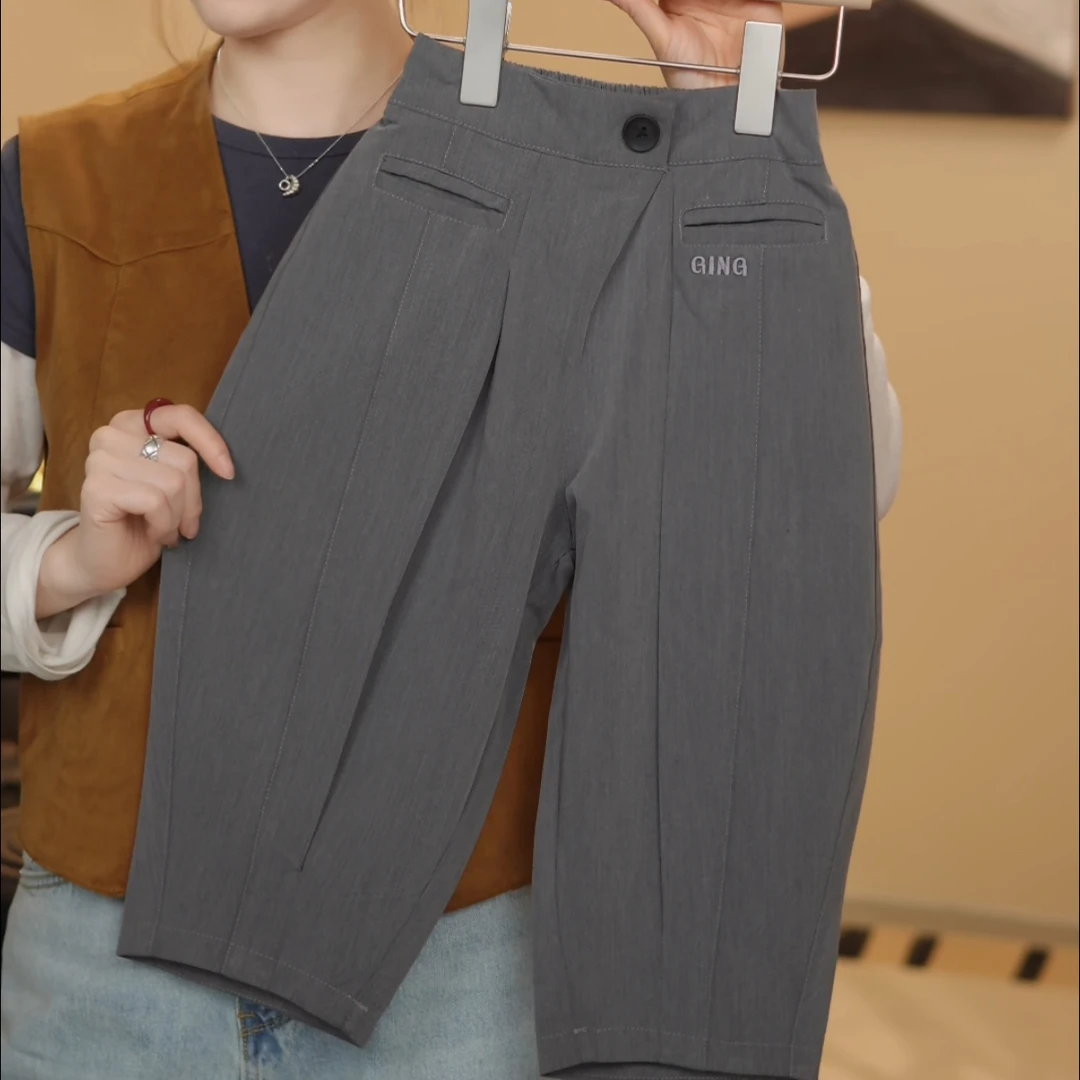 2025夏季儿童户外西装长裤韩版宽松休闲裤纯色时尚个性休闲裤