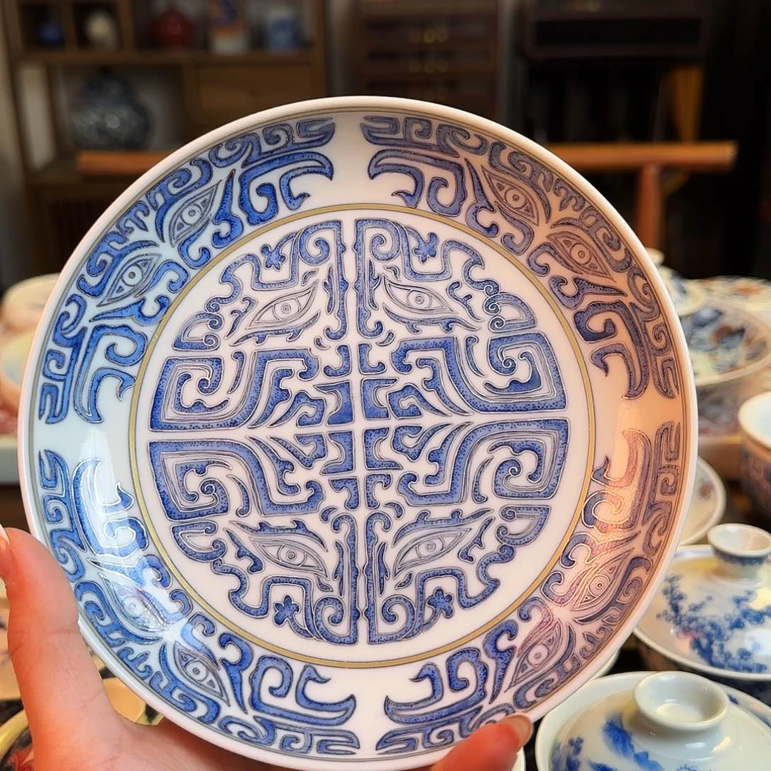杯重工描金银点工饕餮纹壶乘纯手绘