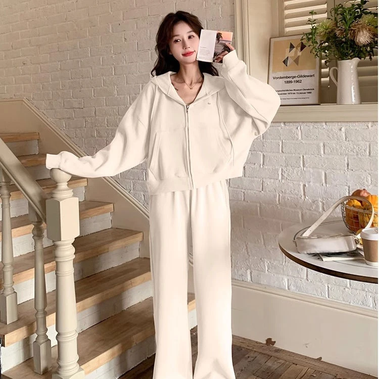 春秋大码女装减龄显白运动套装胖mm300斤宽松显瘦时尚卫衣两件套