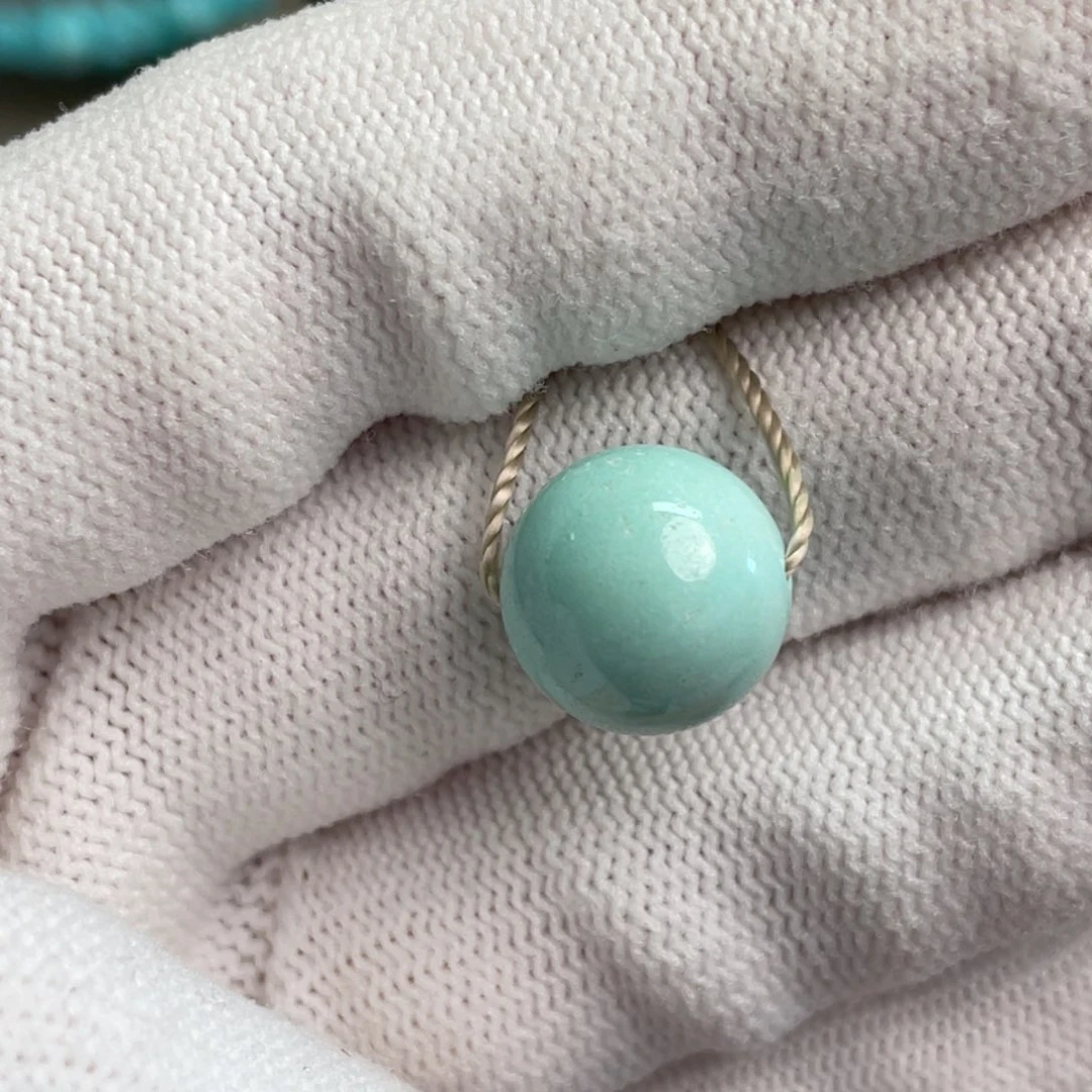 绿松石未镶嵌特色纹理圆珠5卡12.5