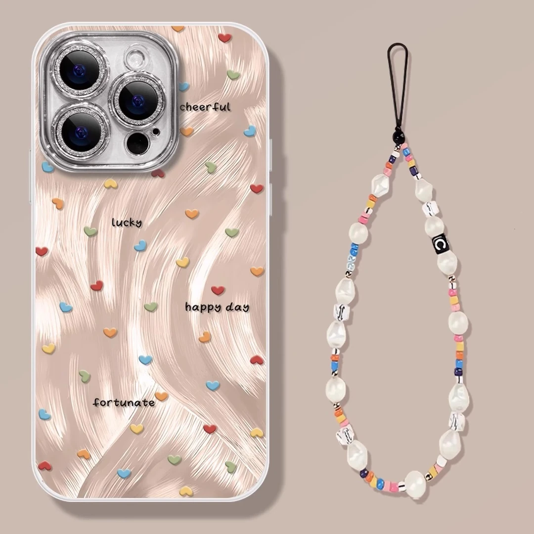 彩色爱心适用苹果16promax手机壳少女iphone15pro保护套14pro卡通