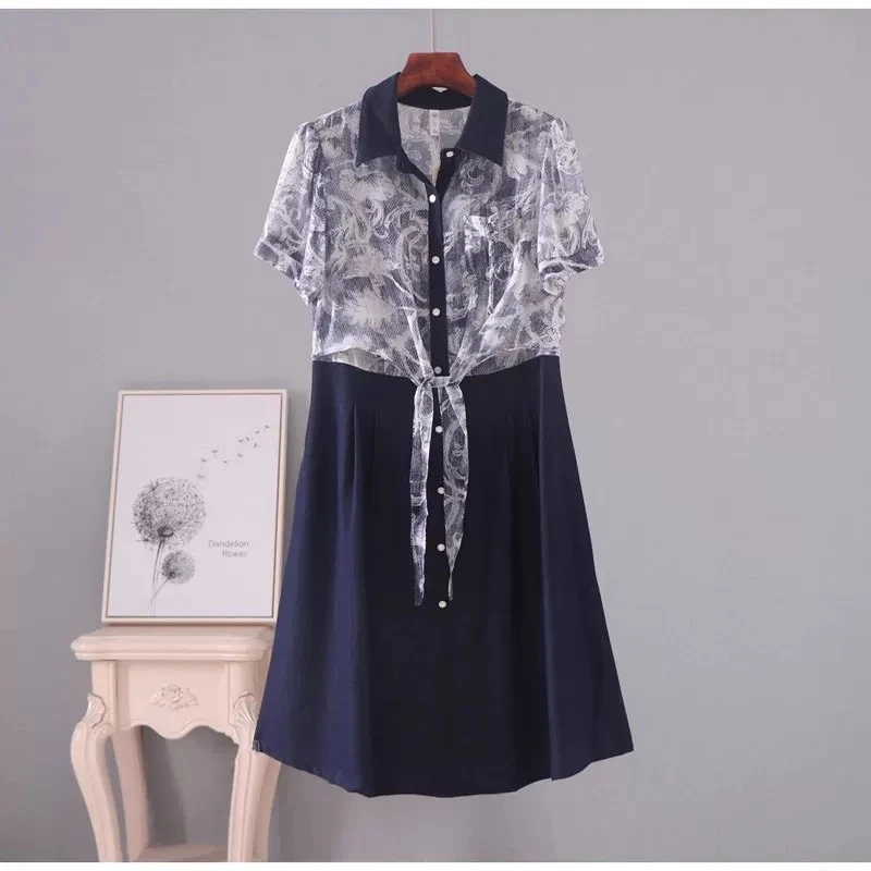 L065夏季时尚假两件中长款连衣裙DM7