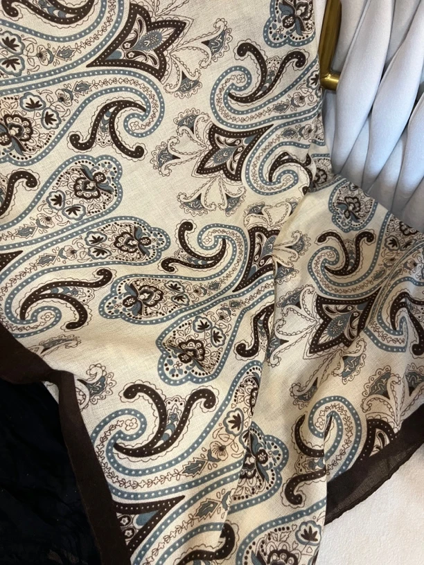 【咖边风情腰果长巾80*180】百搭四季巾摩登披肩长巾