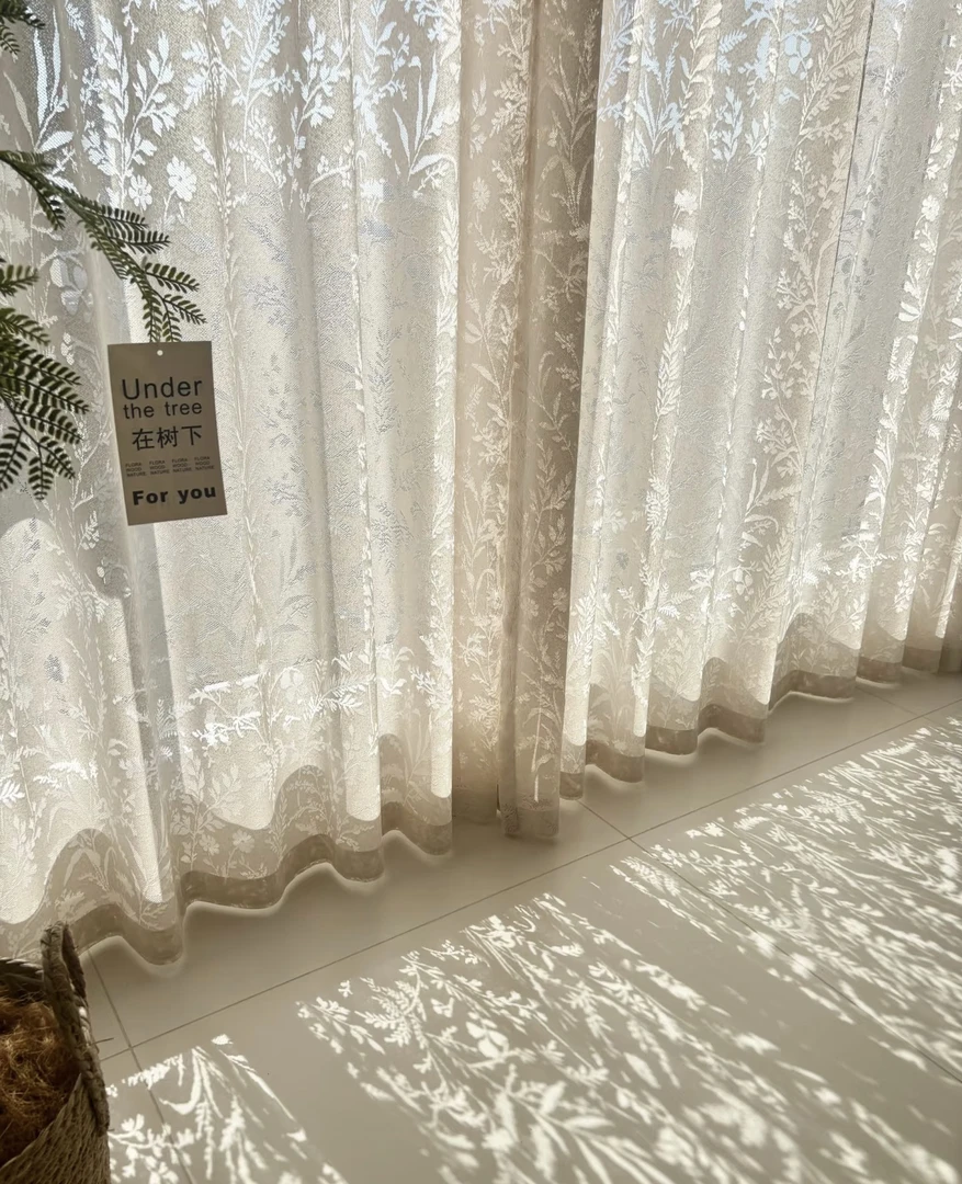 月影纱 法式浪漫月枝影窗纱客厅卧室轻奢窗帘定制