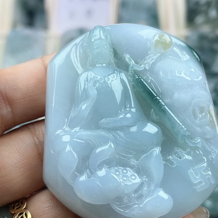 颈饰未镶嵌翡翠微**扬天然翡翠A货佛魔一念