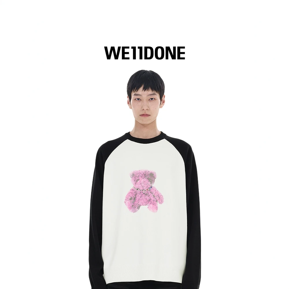 【反季甄选 25早春新品】WE11DONE泰迪熊圆领插肩袖毛衣25-653
