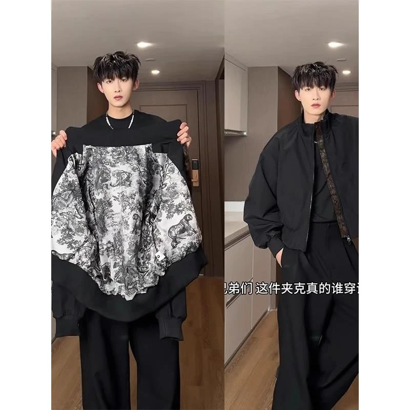 cleanfit短款美式飞行夹克男潮牌痞帅百搭外套高级感情侣棒球服帅