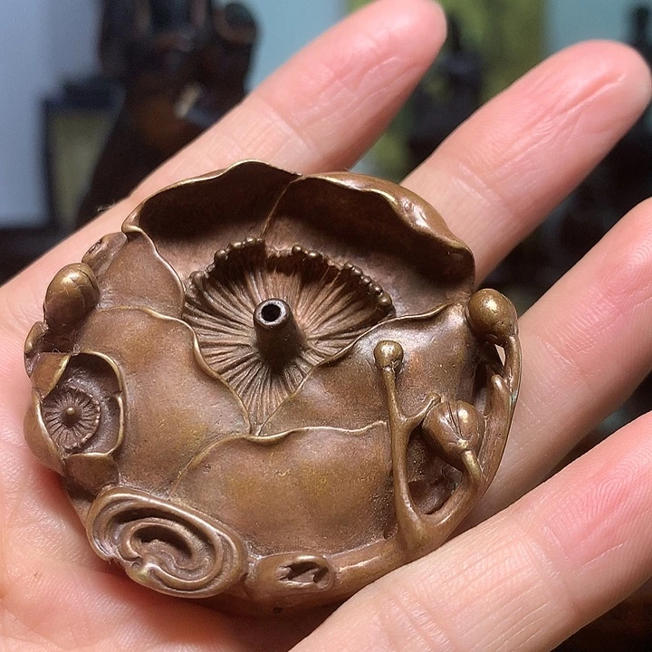 铜梅花香插 茶宠 摆件