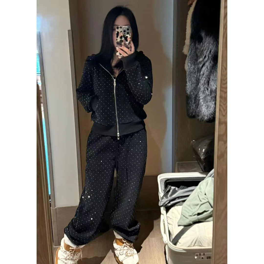 SP【爆美爆爱】 超闪绝美满天星sp独佳定制休闲卫衣开衫卫裤套装