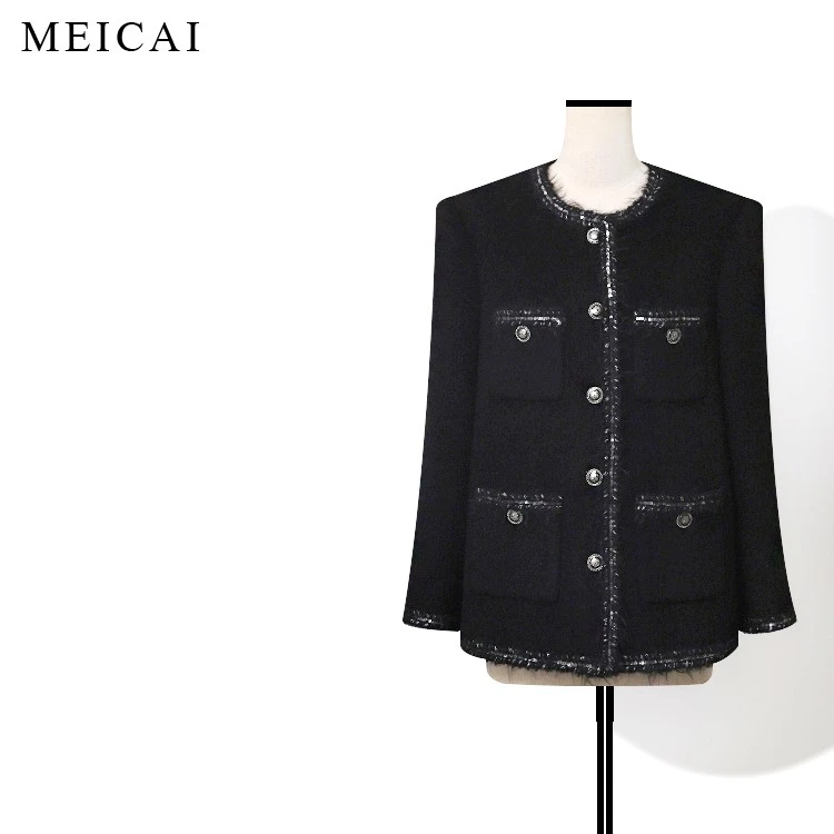 美裁 皮草感新面料 苏力羊驼绒绵羊毛经典4袋廓形宽松小香外套