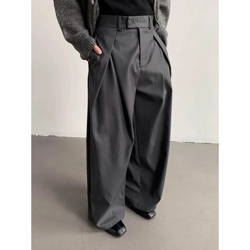 FK01 结构阔腿休闲西装长裤男女高街设计感宽松褶皱拖地休闲裤