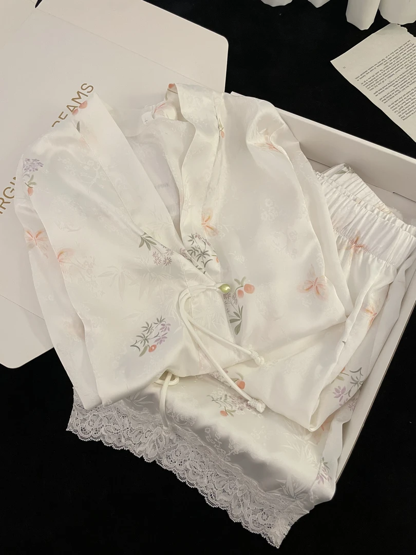 【DMXJ大梦想家】盘扣国风冰丝长袖睡衣女春夏新款2025家居服套装