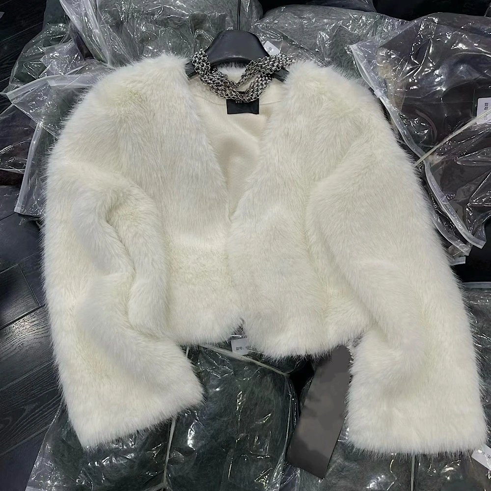 【钻石店铺优选】秋冬新款时尚皮毛一体绒韩系短款毛毛外套女