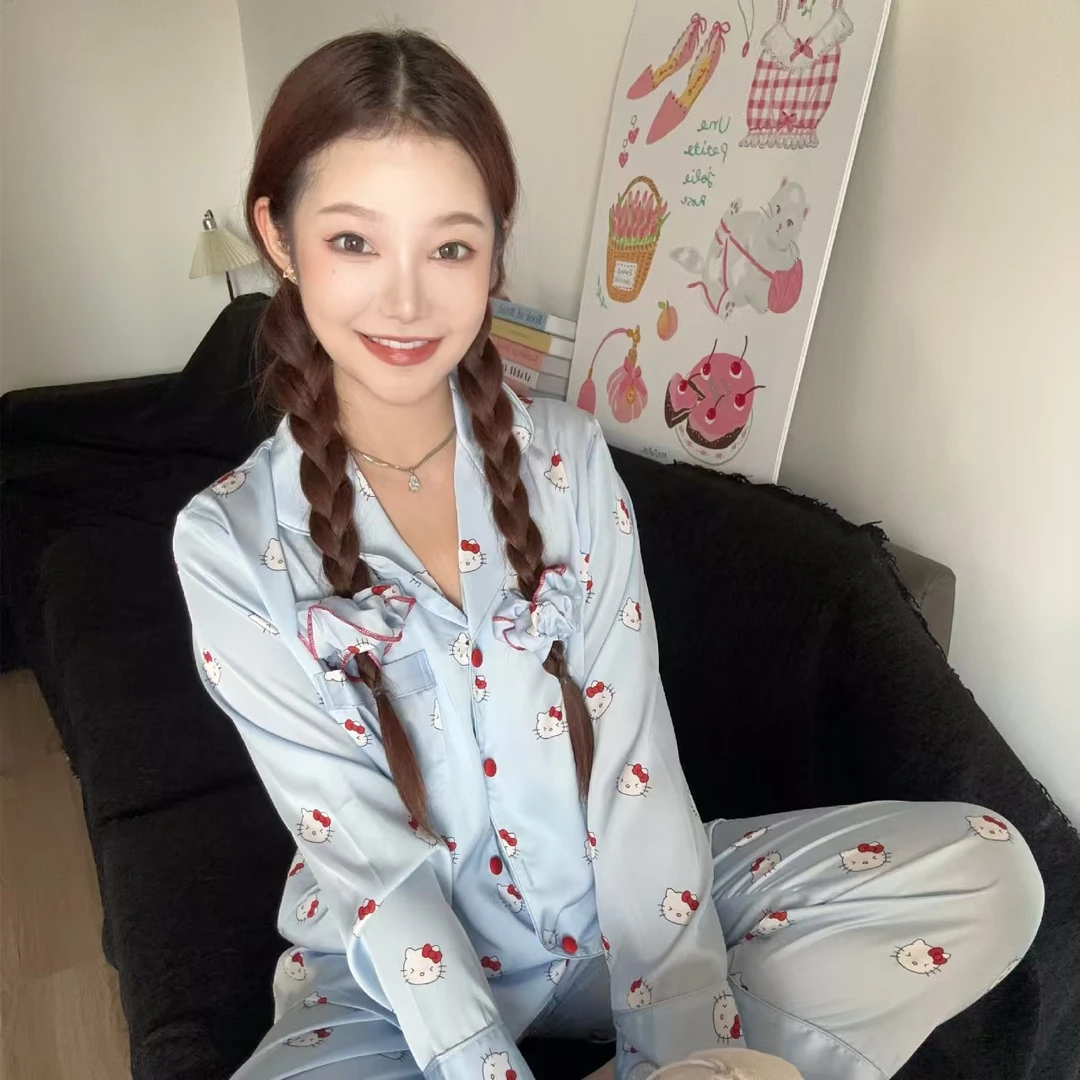 YASE【蓝喵KT】25春夏新款爆款网红冰丝睡衣女蓝色凯蒂猫YS家居服