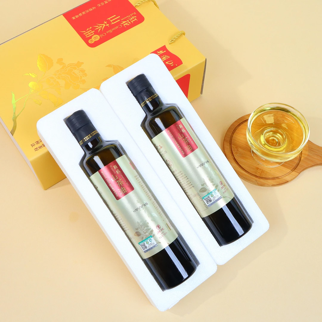 有机山茶油 井冈山红花小果 茶油 茶籽油 油茶籽油 500ml*2瓶礼盒
