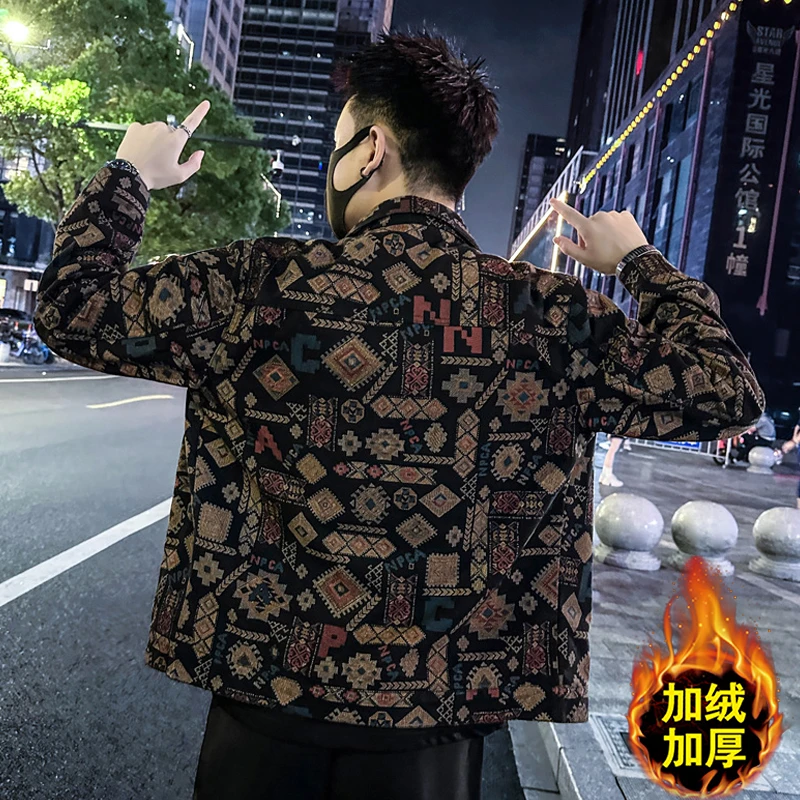 秋冬季牛仔痞帅潮流韩版冬装加绒男款男生男装男士宽松夹克男外套