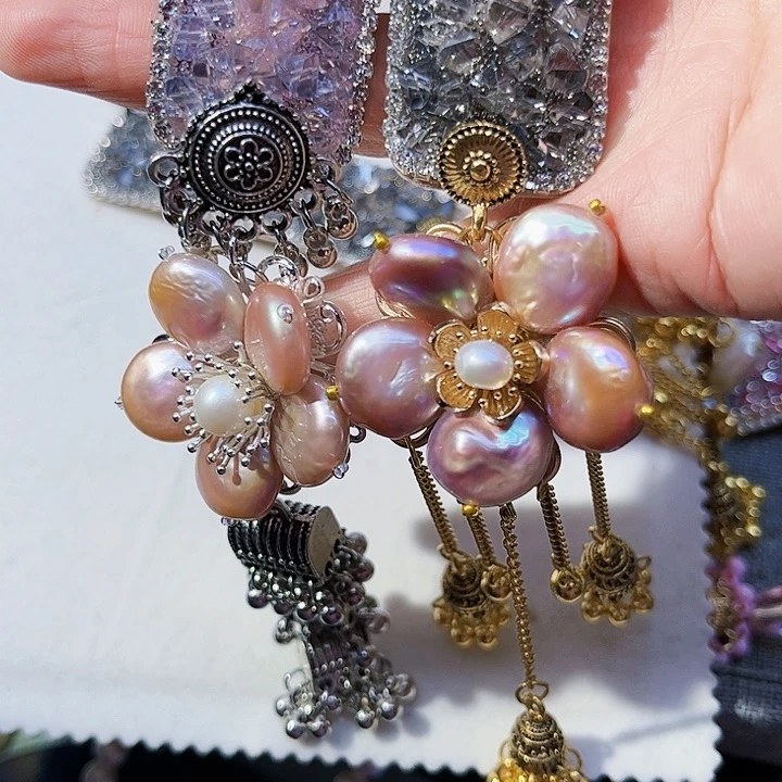 淡水珍珠胸饰银S925镶嵌程*