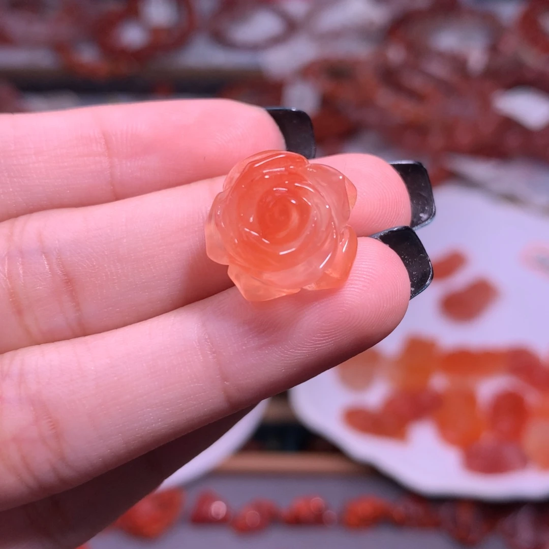 南红玛瑙未镶嵌珠宝半成品玫瑰花4