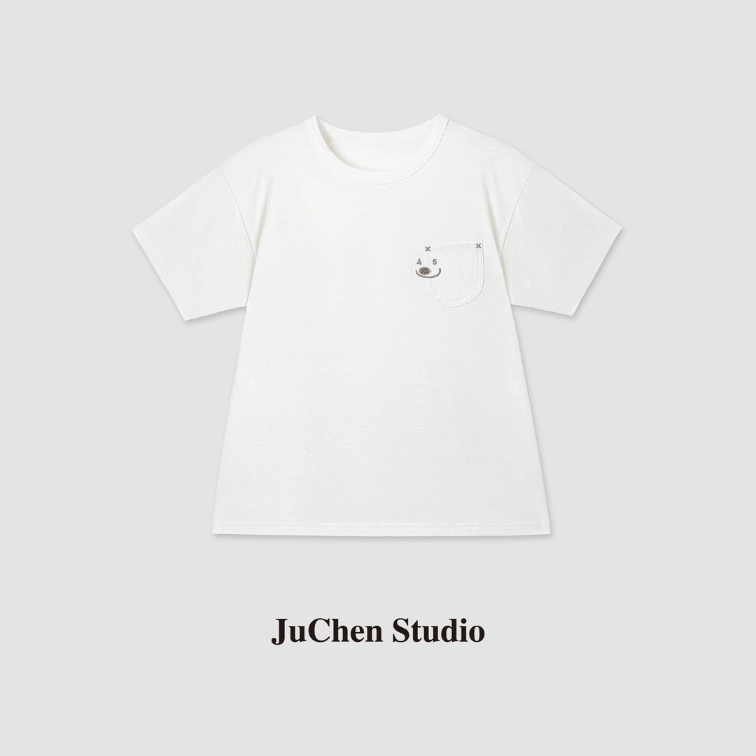 45系列笑脸口袋刺绣设计感夏季亲肤舒适短袖T恤 SS103045-16