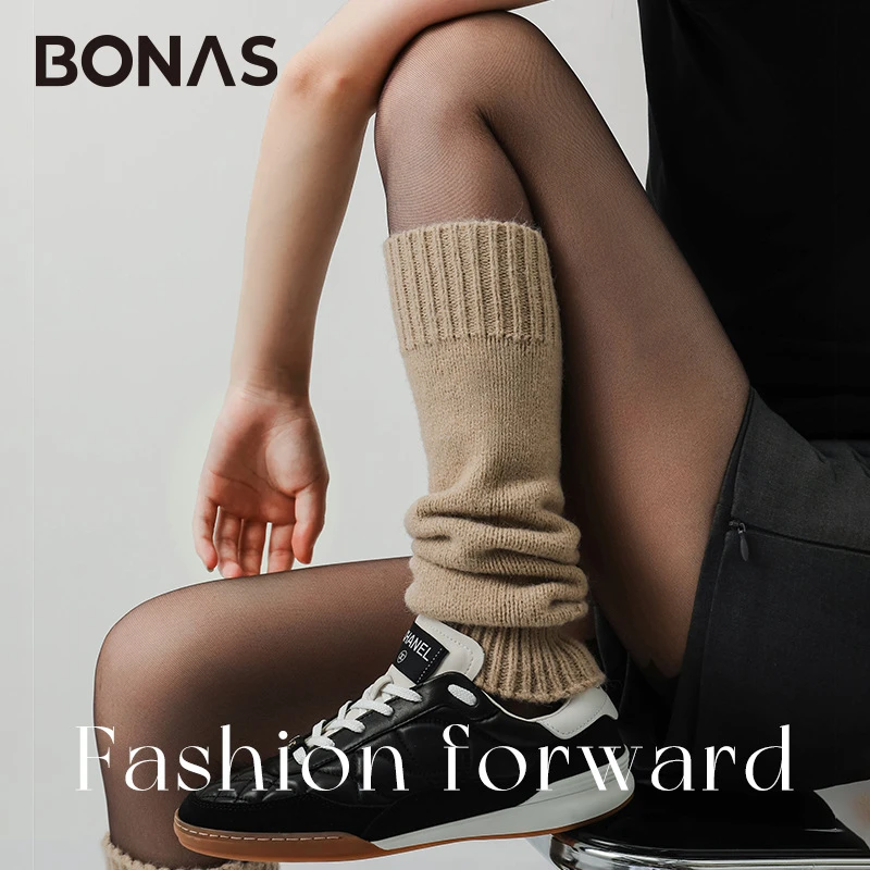 宝娜斯腿套堆堆袜女冬厚腿袜百搭纯色小众设计感针织长筒袜套42cm