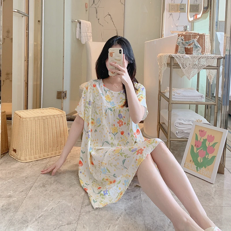 冰凉棉绸睡裙女春秋夏薄款睡衣韩版甜美少女网红直播爆款家居外穿