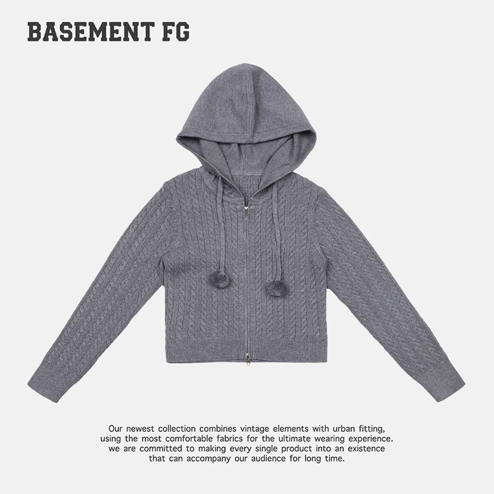 BASEMENT FG女连帽毛针织衫海军领短针织毛衣户外253080082096