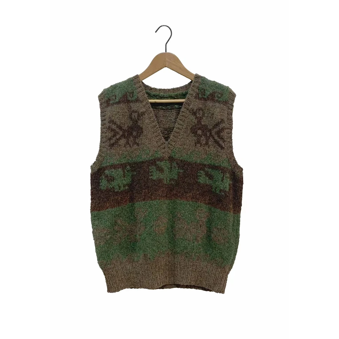 左岸迷香 Z24FW7101 布衣分享秋冬复古V领羊毛混纺针织背心马甲