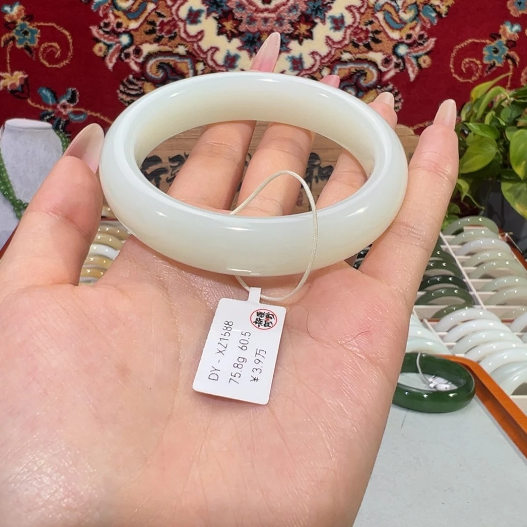 未镶嵌手镯和田玉新疆羊脂白玉手镯正圈性价比之王601圈15宽