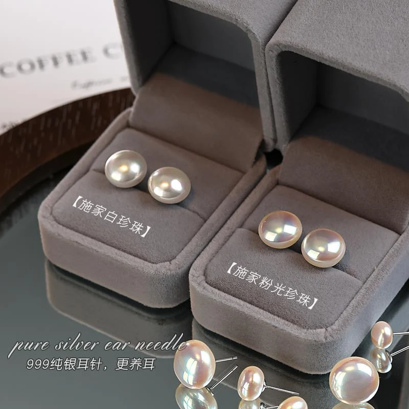 CAIEM KAIET 足银耳饰 S999纯银馒头珍珠耳钉轻奢高级百搭耳饰